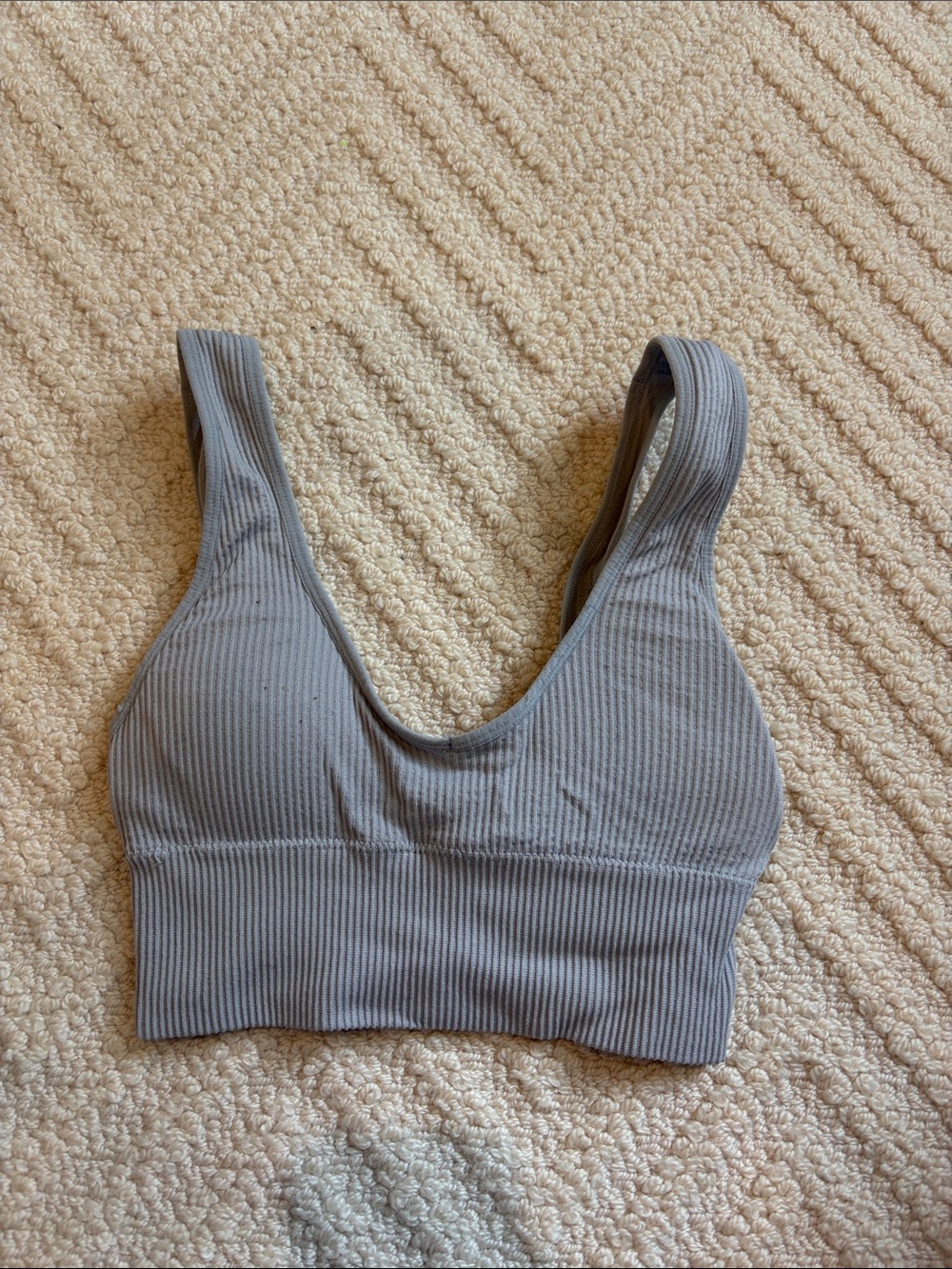 Ribbed Scoop Neck Bralette - Gray